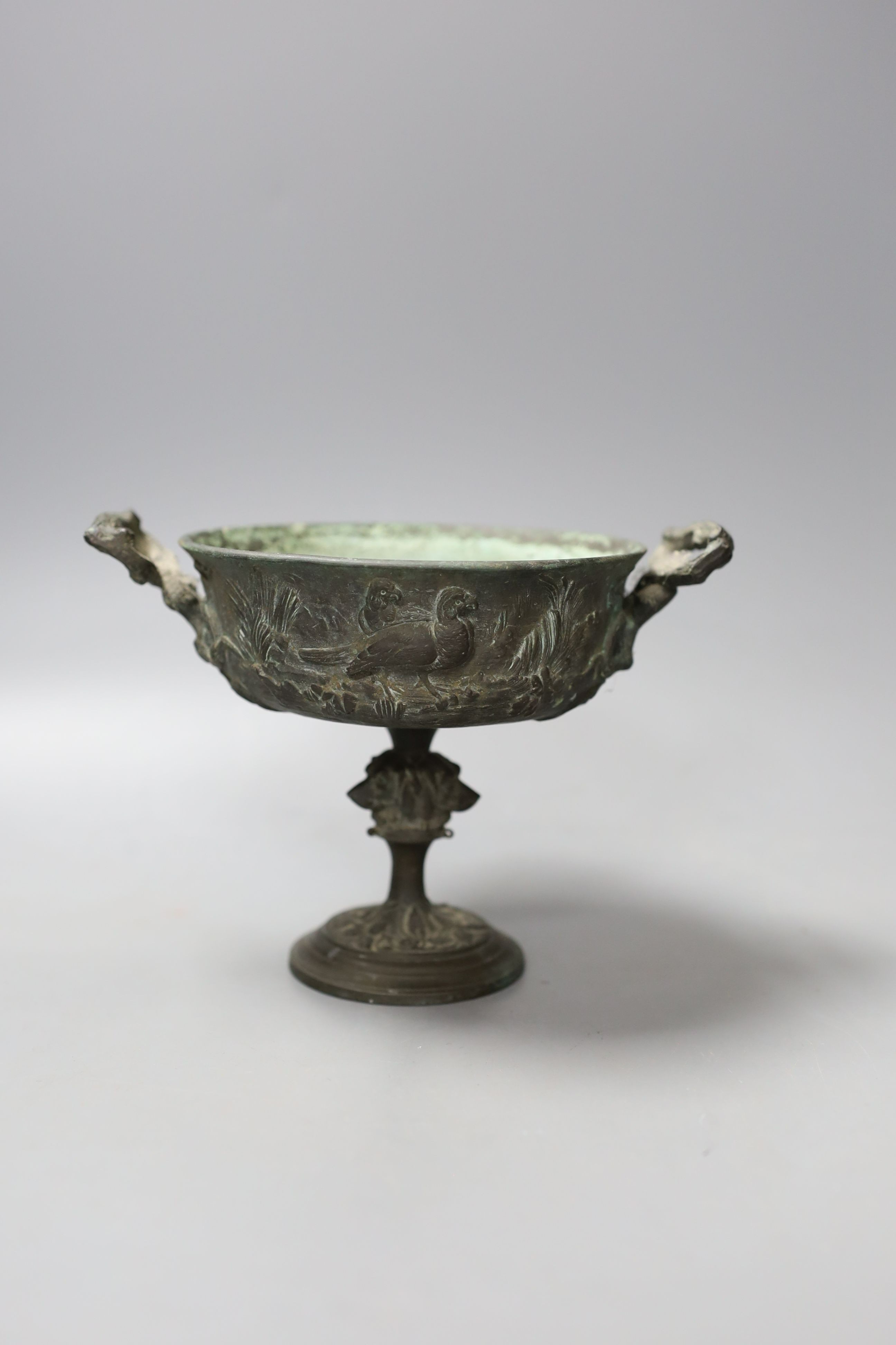 A Barbedienne style small bronze tazza - 12cm tall